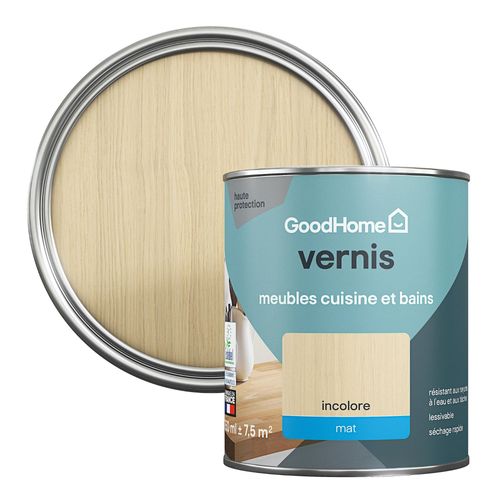 Vernis meubles cuisine et bains GoodHome incolore mat 750 ml