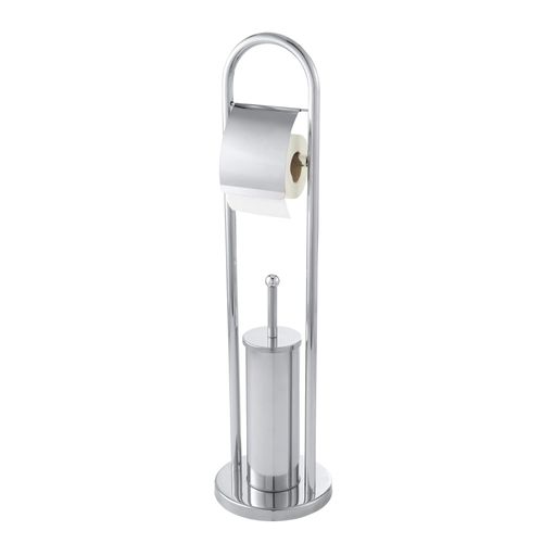 Serviteur WC GoodHome Borgia en inox l.20,5 x P.20,5 x H.79,5 cm