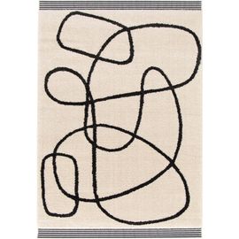 Tapis Chios Lines Goodhome Noir Et Blanc L.230 X L.160 Cm