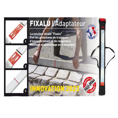 Kit règles de maçon 2 x 1 mètre Ocai Fixalu + 3 adaptateurs et sacoche de rangement