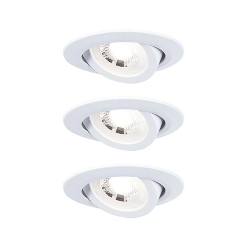 3 Spots Encastrables Paulmann Led Intégrée 3000k Ip20 3x580lm Rond Orientable Blanc Dépoli Paulmann