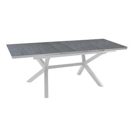 Table De Jardin Extensible Absolu Proloisirs Hpl Mat Coloris Ardoise Châssis Blanc P.100 Cm X L.180/240 Cm X H.77 Cm