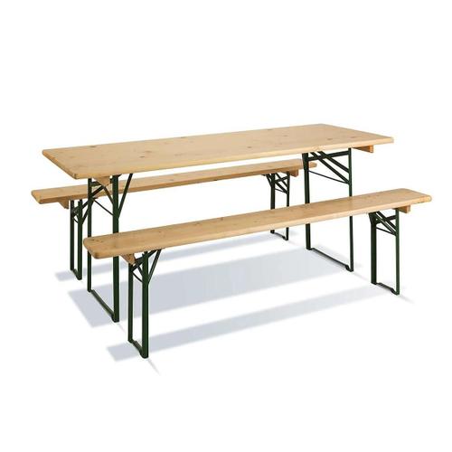 Set Brasserie Table De Jardin L.170 X L.60 X H.76 Cm + 2 Bancs L.170 X L.25 X H.46 Cm