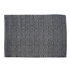 Tapis Coton Diamond Goodhome 80 X 150 Cm Noir Et Blanc