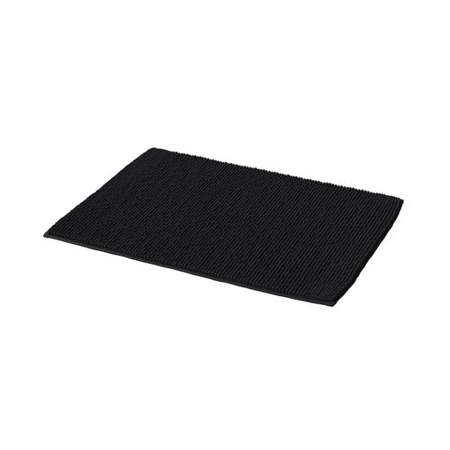 Tapis de bain rectangulaire GoodHome Kina coloris noir en polyester L.70 x l.50 cm