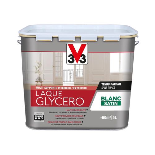 Laque glycéro multi-supports intérieur extérieur V33 satin blanc 5L