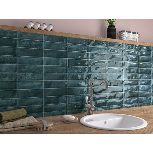 Faïence murale Soul brick bleu 32 x 60 cm