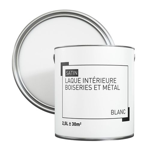 Peinture métal et bois satin blanc 2,5L