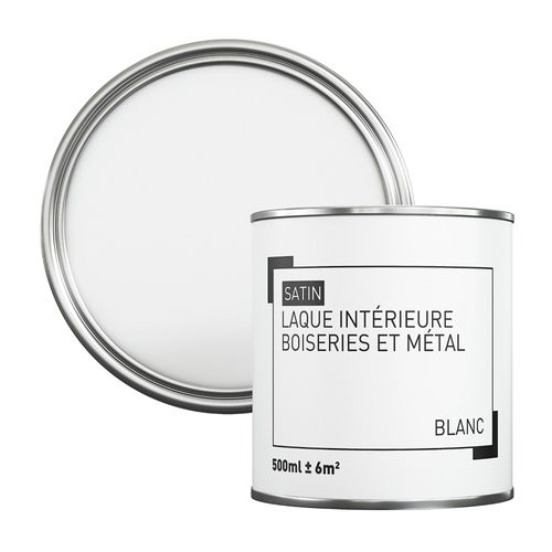 Peinture métal et bois satin blanc 500ml