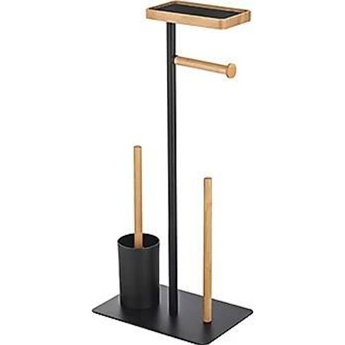 Serviteur WC MSV Spirella Teiki noir et bambou