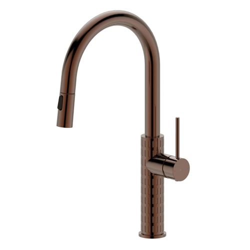Mitigeur de cuisine cuivré avec douchette Essebagno Architek
