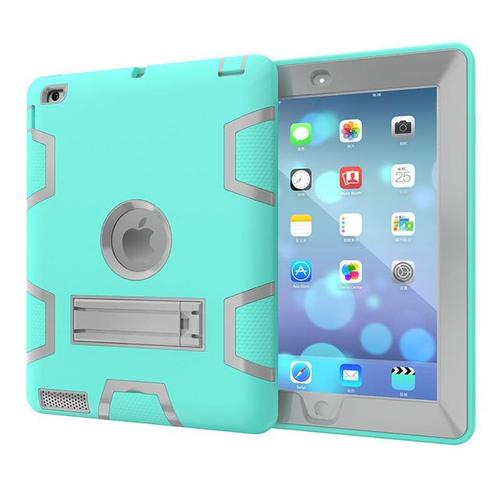 Étui hybride robuste en silicone et PC résistant aux chocs coque arrière avec support stylo pour Apple IPad2 IPad3 IPad4