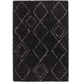 Tapis Shaggy Coltrane Motif Berbère L. 170 X L. 120 X Ep. 3 Cm Noir Goodhome