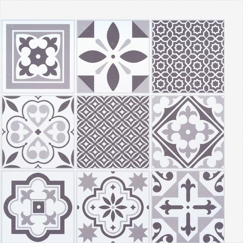 Lot de 6 dalles adhésive murales Wall Tiles DC FIX Carreaux de ciment style oriental L. 30,5 x l.30,5cm