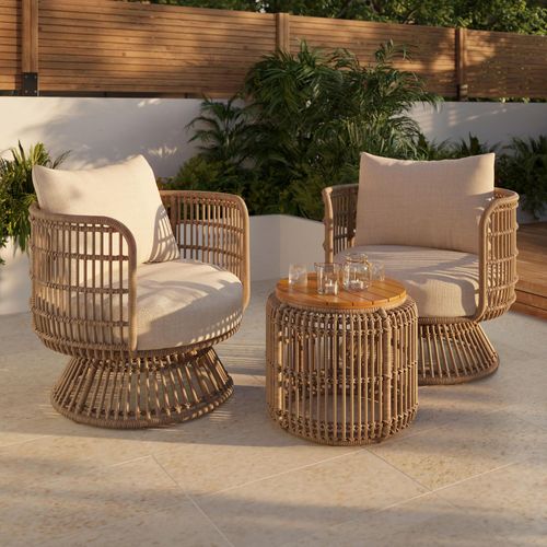 Salon Bas De Jardin En Rotin Goodhome Palm 2 Personnes
