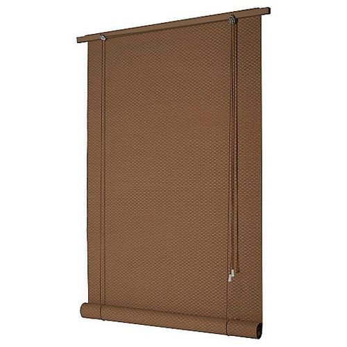 Store enrouleur occultant bois tissé intérieur et extérieur Ballauff moka 120/130 x 220 cm