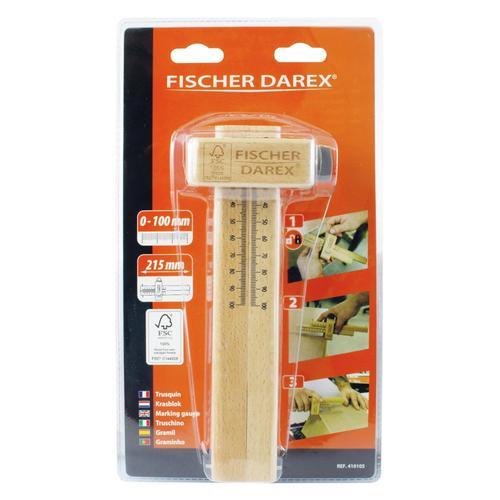 Trusquin de menuisier en bois Fischer Darex l.18.5 cm x L.7.5 cm