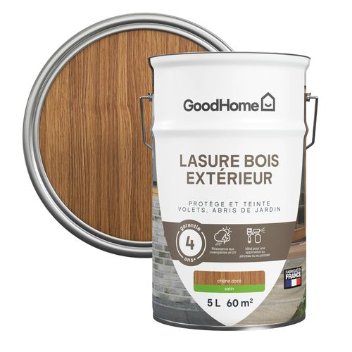 Lasure extérieure chêne doré satin 4 ans GoodHome 5L