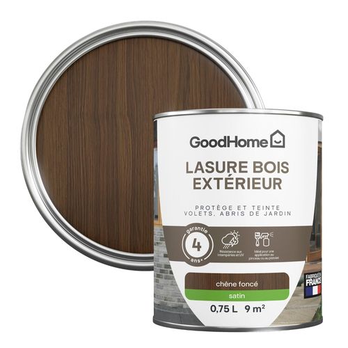 Lasure extérieure chêne foncé satin 4 ans GoodHome 750ml
