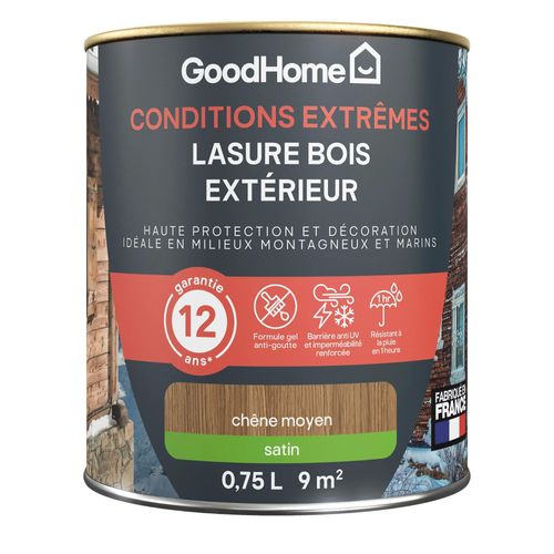 Lasure extérieure chêne moyen satin 12 ans GoodHome 750ml