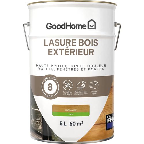 Lasure bois extérieur GoodHome satin chêne clair 5L