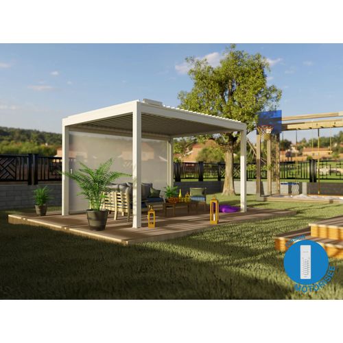 Store Façade Blanc Motorisé Pour Pergola Oviedo 4m05
