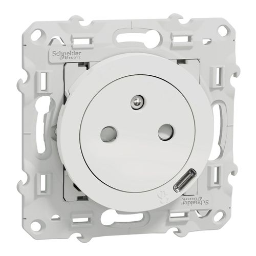 Mécanisme prise affleurante + usb C 10.5W Schneider Electric Odace blanc