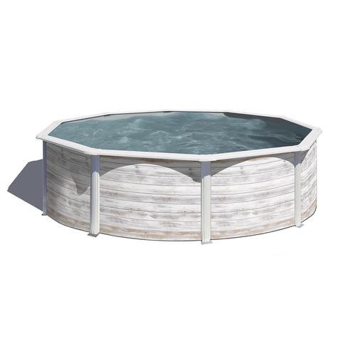 Piscine hors sol acier aspect bois Gré Finlande ø2,60 x h.1,22 m