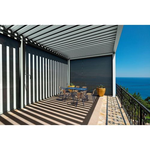 Store Latéral/Façade Manuel Gris Pour Pergola Oviedo Autoportante Blanc 2,76m