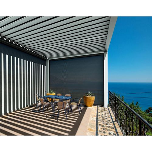 Store Latéral Manuel Gris Pour Pergola Oviedo Adossée Blanc 2,76m