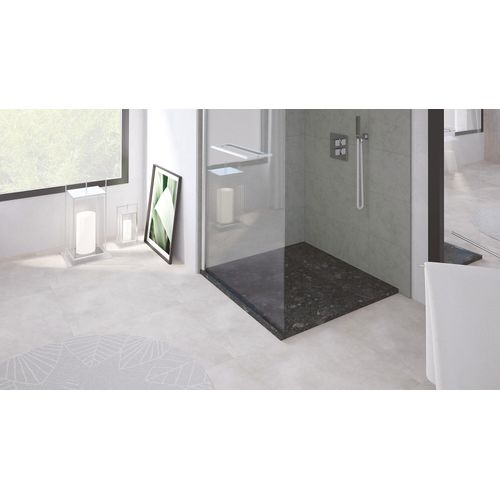 Receveur de douche 80x80 cm extra plat, résine et minéral, terrazzo noir, Ayor Bathroom Nola