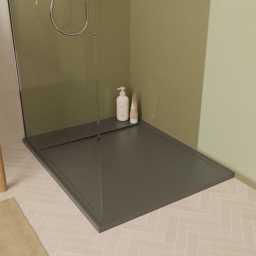 Receveur de douche rectangulaire en béton, 100 x 80 cm, anthracite, Homesight