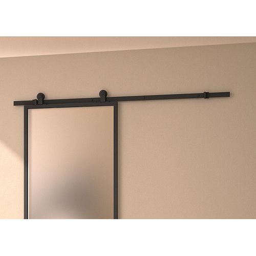 Kit porte Coulissante en applique Contemporain noir cadre en aluminium et verre dépoli Blanc H. 204 X 73 X 3,6 Cm