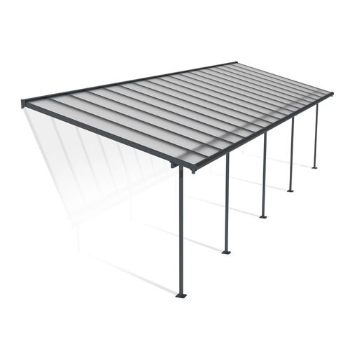 Pergola Adossée Sierra Palram Canopia Aluminium Et Polycarbonate Gris 3 X 10,4m