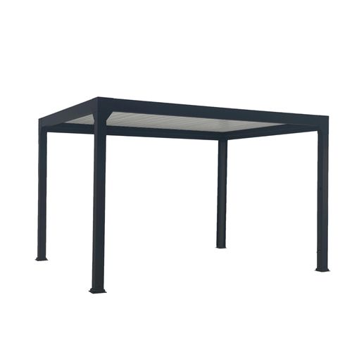 Pergola Bioclimatique Autoportante Solyola Motorisé Aluminium Noir Sablé Green Outside 4 X 3 M Avec Led