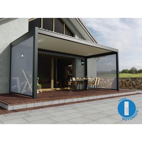 Store Latéral Gris Motorisé Pour Pergola Oviedo Murale