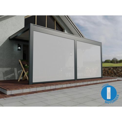 Lot De 2 Stores Façade Gris Motorisé Pour Pergola Oviedo 6m