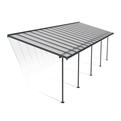 Pergola Adossée Sierra Palram Canopia Aluminium Et Polycarbonate Gris 3 X 9,8m
