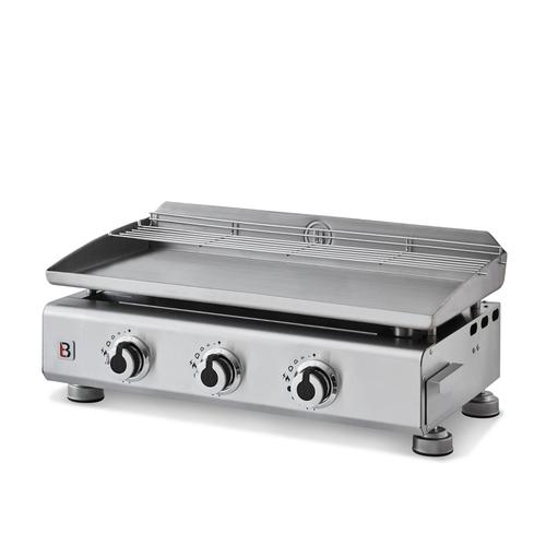 Plancha gaz Brasero Silvia II G 3 feux plaque inox