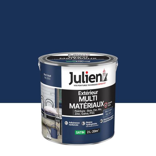 Peinture extérieure multi-matériaux Julien bleu cobalt satin 2L