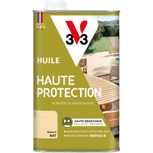 Huile haute protection V33 mobiliers de jardin en bois naturel mat 1L