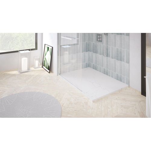 Receveur de douche 90x140 cm extra plat, résine et minéral, marbre blanc, Ayor Bathroom Nola