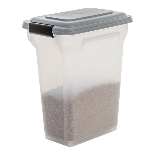 Iris Ohyama Boîte À Croquettes / Boîte Alimentaire Hermétique Sur Roulettes - Air Tight Food Container - Ats-M, Plastique, Gris/Transparent, 20 L, 7,5 Kg, 24,8 X 36,3 X 44 Cm