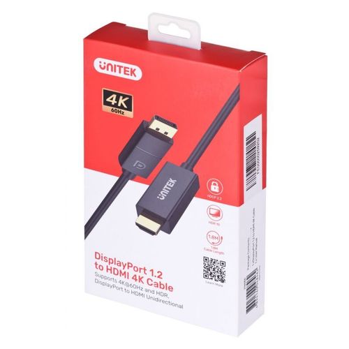 Unitek Cable Displayport 1.2 Hdmi 4k&#6460hz 1 8m V1608a