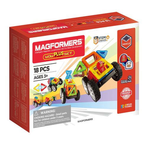Magformers Wow Plus 707020 Lot De 18 Blocs De Construction Magnétiques Pour Enfants - Lot De 18 Blocs De Construction Magnétiques Pour Enfants - Cadeau Des Années - Pour Garçons Et Filles