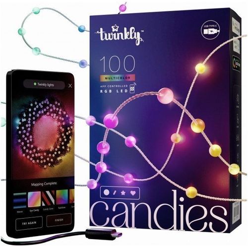 Twinkly Candies ¿ 100 Lampki W Kszta¿Cie Pere¿ Rgb Leds Zielony Przew