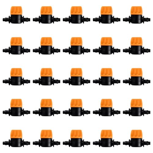 25 Pices 4/7 Vanne D'irrigation, Mini Valves De Contrle Pour Tuyau D'arrosage 4/7mm, Valves D'arrt Canneles 1/4 Pouce Tuyau D'irrigation Goutte  Goutte, Mini Tuyau Vanne D'eau Travers
