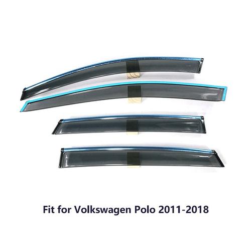 Convient pour Style de voiture Fenêtre Déflecteur Garde De Pluie Visière  Couverture Garniture Pour VW Polo Hayon 2011-2015 2016 2017 2018 ABS  Accessoires Auto