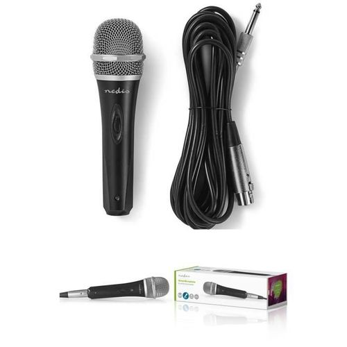 Microphone dynamique PRO filaire Cardioïde Karaoké Câble détachable 5.00 m 50 Hz - 15 kHz 600 Ohm -72 dB Bouton marche/arrêt intégré