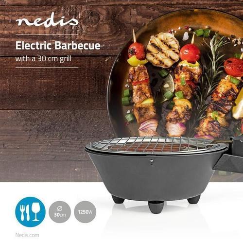 Barbecue électrique de table 1250 W Diamètre 30cm pour intérieur ou extérieur